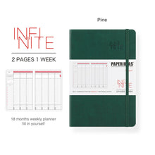 Load image into Gallery viewer, Paperideas 18 Month Timeline Weekly Planner A5 Hard Cover Notebook hobonichi pine green
