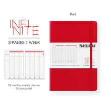 Load image into Gallery viewer, Paperideas 18 Month Timeline Weekly Planner A5 Hard Cover Notebook hobonichi red