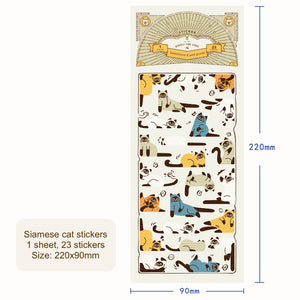 Siamese Cat Felt Stickers 1 Sheet bullet journal planner sticker hobonichi cute animal cartoon cat stickers 