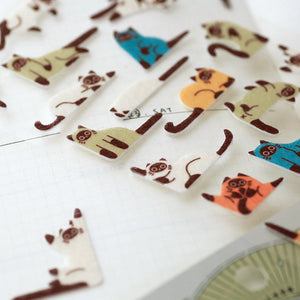 Siamese Cat Felt Stickers 1 Sheet bullet journal planner sticker hobonichi cute animal cartoon cat stickers 