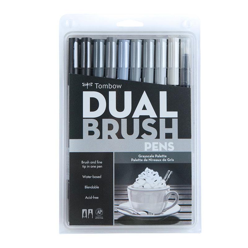 Tombow ABT Dual Brush 10 Colour Set Grayscale bullet journal brush 