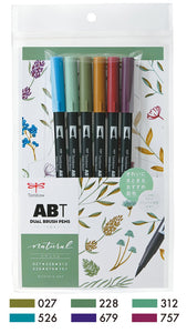 tombow dual brush pens 6 set natural colours bullet journal lettering calligraphy drawing crafting