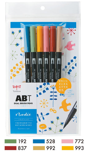 tombow dual brush pens 6 set nordic colours bullet journal lettering calligraphy drawing crafting