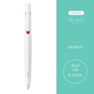 Zebra Blen Ballpoint Pen 0.5mm everyday writing white body red ink