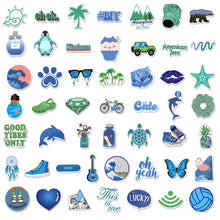 Load image into Gallery viewer, Blue Sticker Pack 50 Pcs Funky Guitar Skateboard bullet journal scrapbooking stickers