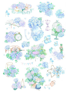 Blue Hydrangea Flower Stickers bujo sticker scrapbook sticker planner sticker hobonichi 