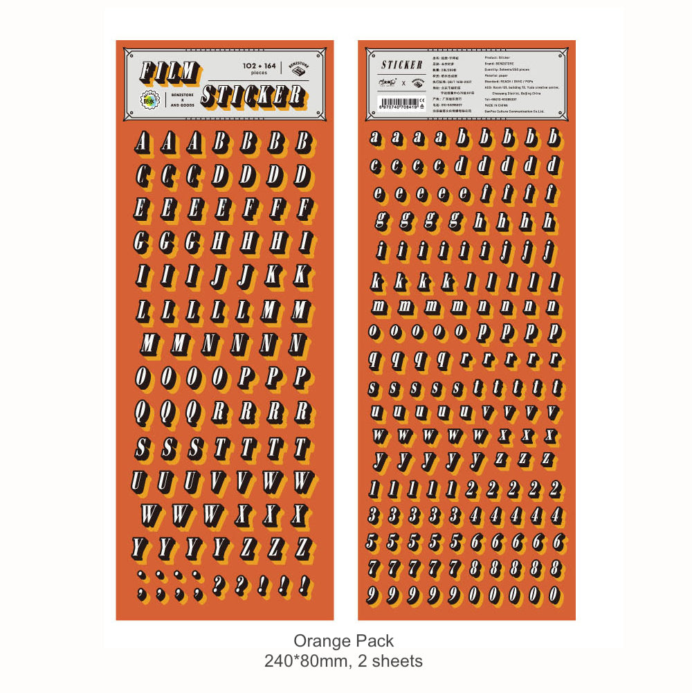 alphabet and number stickers planner sticker bullet journal bujo sticker letters orange pack black white letters