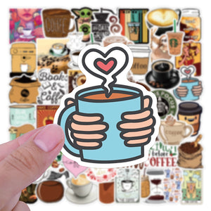 Coffee Themed Stickers 50 Pcs Cute Sticker bullet journal scrapbooking hobonichi die cut vinyl stickers