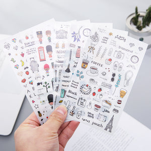 Doodle Stickers hobonichi tmmc bullet journal sticker 6 Sheets