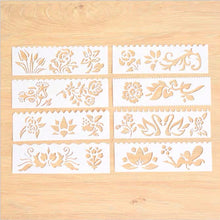 Load image into Gallery viewer, Flower Pattern Stencils Set of 8 Bullet Journal Crafting