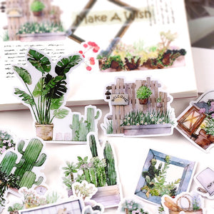Plant and Decor Stickers 28Pcs Monstera Cactus Bullet Journal Scrapbooking Stickers