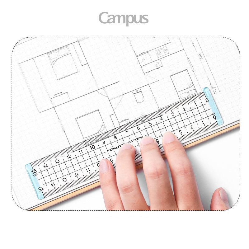 Kokuyo Campus Acrylic Ruler Clear 15cm - Hedgehog Journals - NZ, AU &US ...