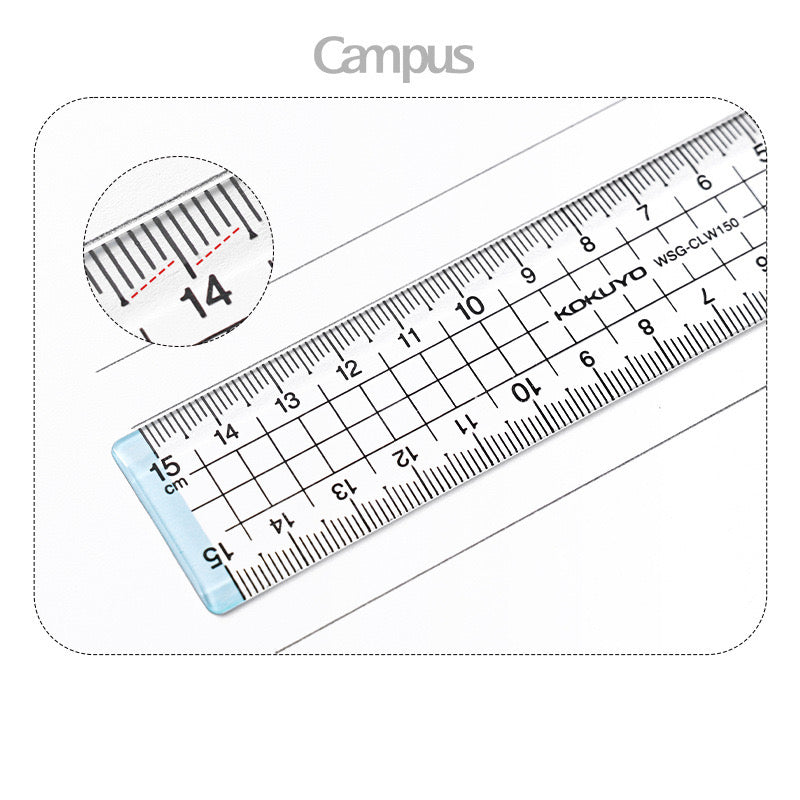 Kokuyo Campus Acrylic Ruler Clear 15cm - Hedgehog Journals - NZ, AU &US ...