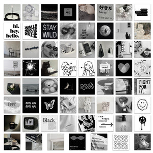 Black and White Stickers 63 Pcs mood board Stickers bullet journal scrapbooking hobonichi happy planner stickers instagram collage