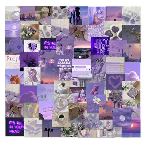 Purple Stickers 63 Pcs mood board Stickers bullet journal scrapbooking hobonichi happy planner stickers instagram collage