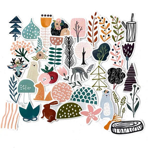Bullet journal stickers nordic style animals and plants