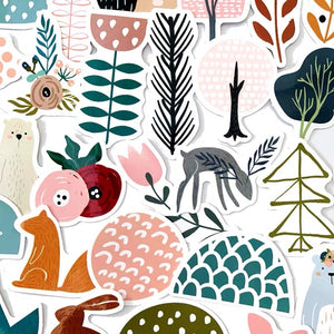 Bullet journal stickers nordic style animals and plants
