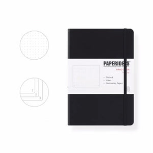 PAPERIDEAS Bullet Journal A5 Dotted Notebook Numbered Pages Black