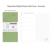 Load image into Gallery viewer, paperideas-12-months-weekly-and-monthly-notebook-soft-cover-bullet journal travellers notebook avocado green hobonichi weeks