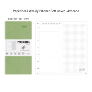 paperideas-12-months-weekly-and-monthly-notebook-soft-cover-bullet journal travellers notebook avocado green hobonichi weeks