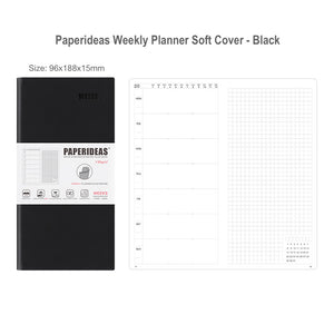 paperideas-12-months-weekly-and-monthly-notebook-soft-cover-bullet journal travellers notebook black hobonichi weeks