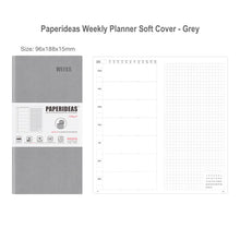 Load image into Gallery viewer, paperideas-12-months-weekly-and-monthly-notebook-soft-cover-bullet journal travellers notebook grey hobonichi weeks