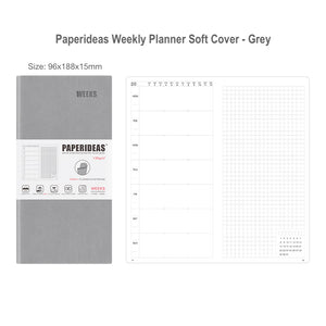 paperideas-12-months-weekly-and-monthly-notebook-soft-cover-bullet journal travellers notebook grey hobonichi weeks