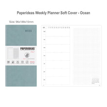 Load image into Gallery viewer, paperideas-12-months-weekly-and-monthly-notebook-soft-cover-bullet journal travellers notebook ocean blue hobonichi weeks