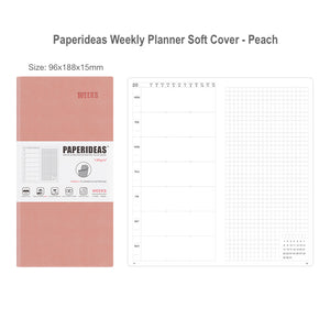paperideas-12-months-weekly-and-monthly-notebook-soft-cover-bullet journal travellers notebook peach pink hobonichi weeks