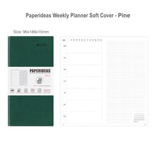 Load image into Gallery viewer, paperideas-12-months-weekly-and-monthly-notebook-soft-cover-bullet journal travellers notebook pine green hobonichi weeks