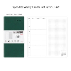 paperideas-12-months-weekly-and-monthly-notebook-soft-cover-bullet journal travellers notebook pine green hobonichi weeks