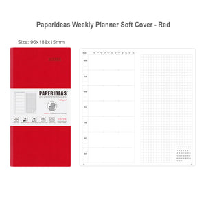 paperideas-12-months-weekly-and-monthly-notebook-soft-cover-bullet journal travellers notebook red hobonichi weeks