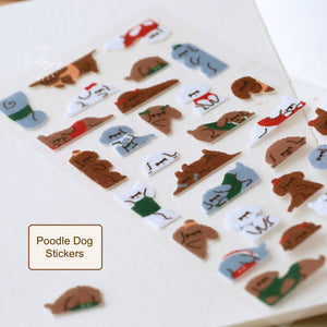 Poodle Dog Felt Stickers 1 Sheet bullet journal planner sticker hobonichi cute animal cartoon dog stickers 