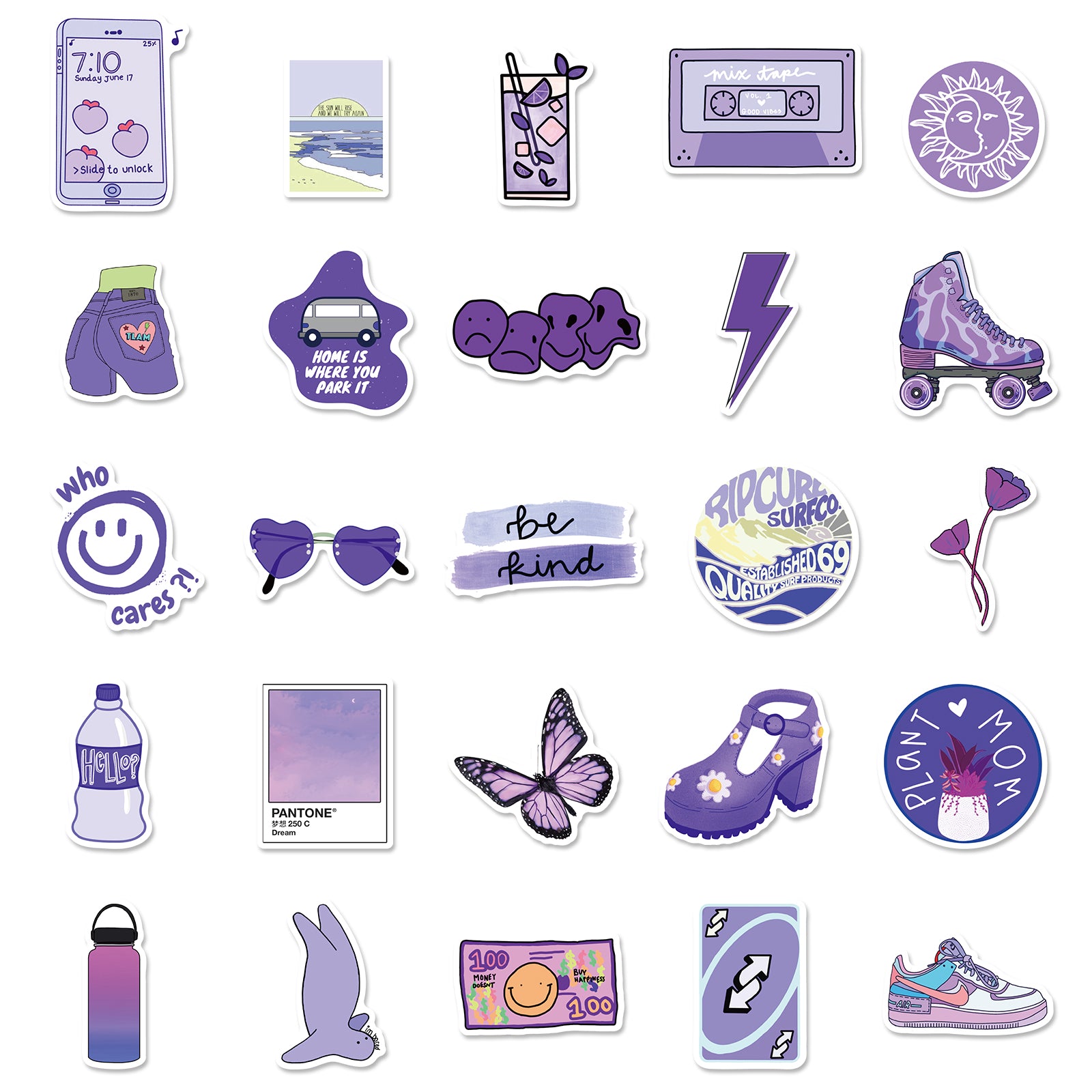 Purple Sticker Pack | 50 Pcs Funky Stickers - Fast NZ Delivery ...