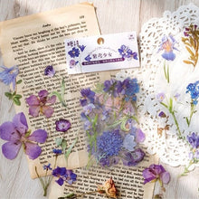 Load image into Gallery viewer, purple flower stickers for scrapbooking and bullet journaling
