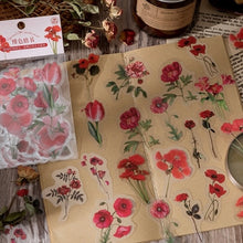 Load image into Gallery viewer, Red rose flower stickers for scrapbooking and bullet journaling