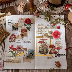 Red rose flower stickers for scrapbooking and bullet journaling