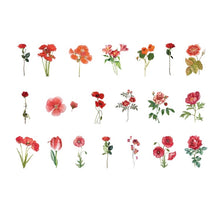 Load image into Gallery viewer, Red rose flower stickers for scrapbooking and bullet journal decoration