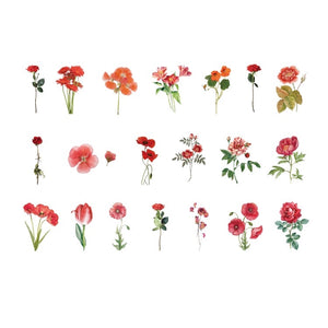 Red rose flower stickers for scrapbooking and bullet journal decoration