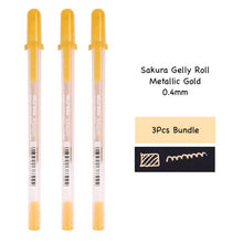 Load image into Gallery viewer, Sakura Gelly Roll gold 0.4mm 3 bundle