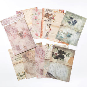 Vintage Scrapbook Paper 30 Sheet Vintage Flowers retro blooms traveler's notebook journal diary decoration