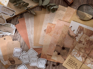 scrapbooking-paper-material-vintage-set-coffee-stained-paper-letter