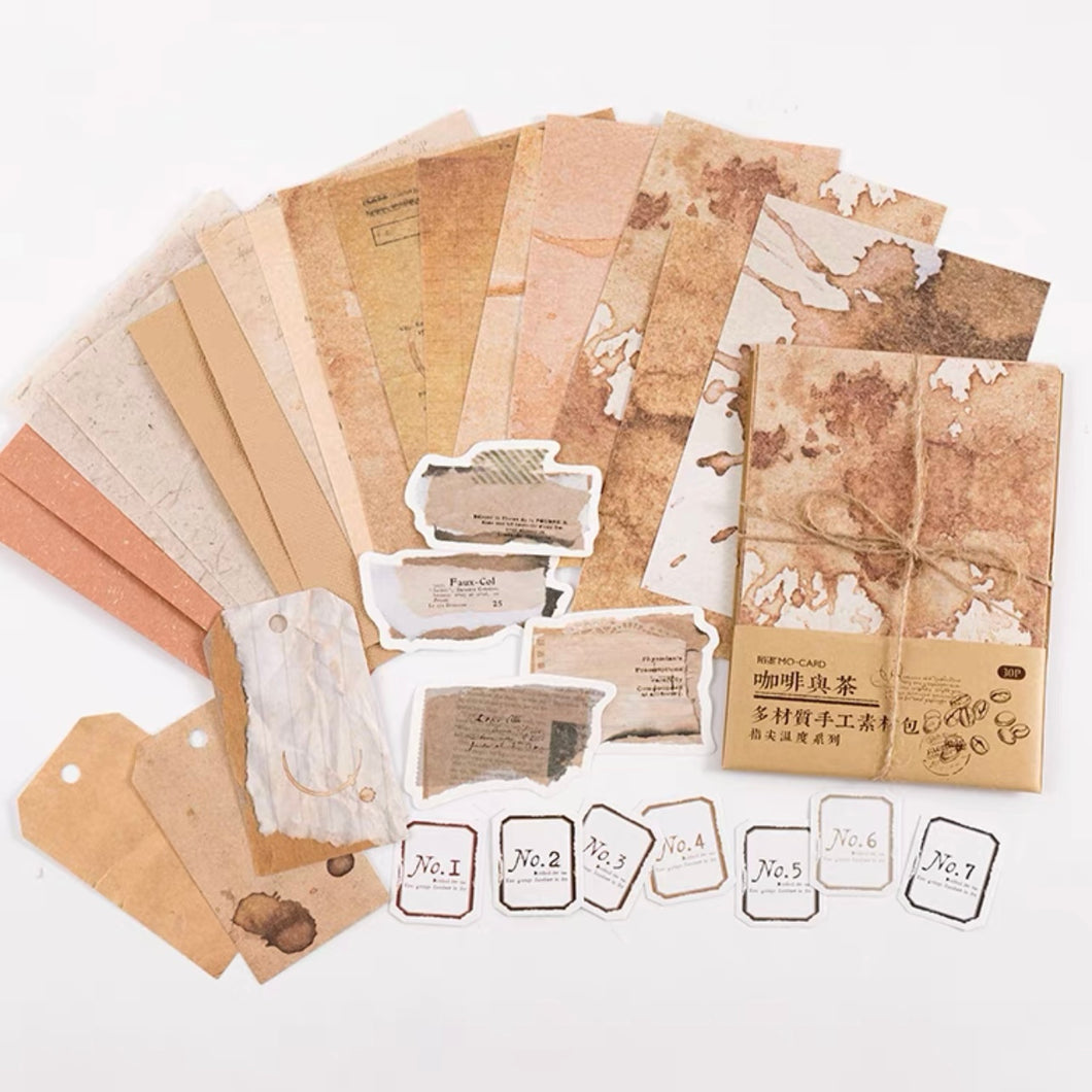 scrapbooking-paper-material-vintage-set-coffee-stained-paper-letter