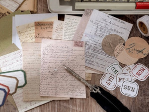 scrapbooking-paper-material-vintage-calligraphy-poetry-handwritten