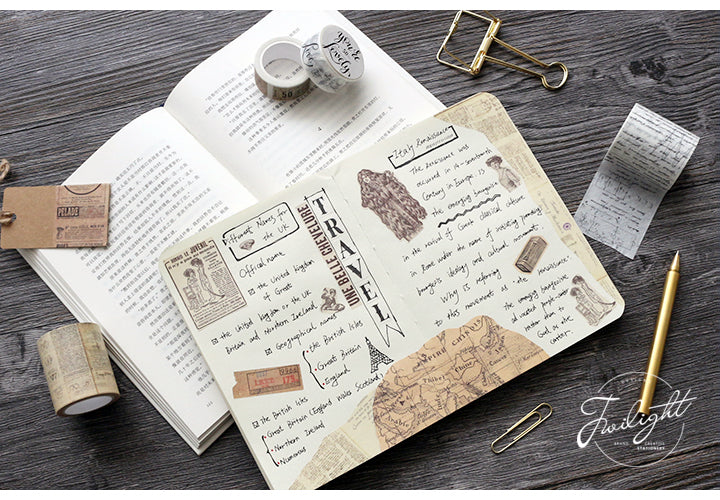 Washi Tape Vintage World Map - Hedgehog Journals - NZ Fast Delivery