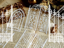 Load image into Gallery viewer, white lace paper patterned craft material junk journaling metal gate