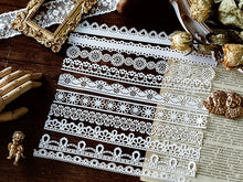 Load image into Gallery viewer, white lace paper patterned craft material junk journaling 10 sheets lace trim 