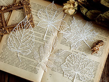 Load image into Gallery viewer, white lace paper patterned craft material junk journaling leaves