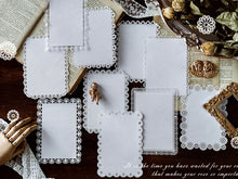Load image into Gallery viewer, white lace paper patterned craft material junk journaling 10 sheets rectangular lace border