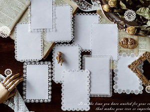 white lace paper patterned craft material junk journaling 10 sheets rectangular lace border